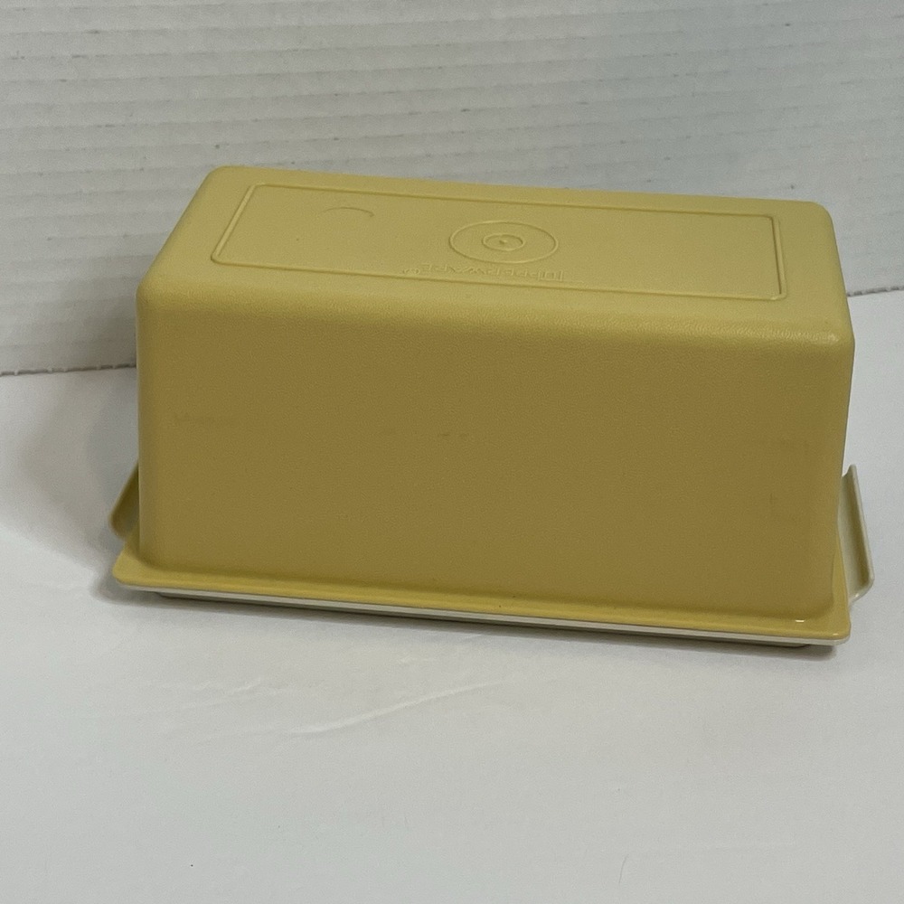Tupperware 1 Pound Butter Dish Keeper Harvest Gold Top Almond Base Vintage